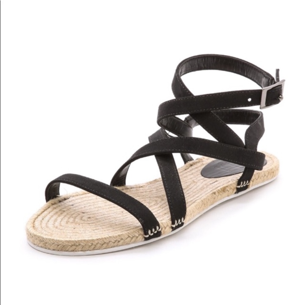 Tibi Melia Strappy Black Espadrille Flat Sandals Size 8.5 New w/o Tags